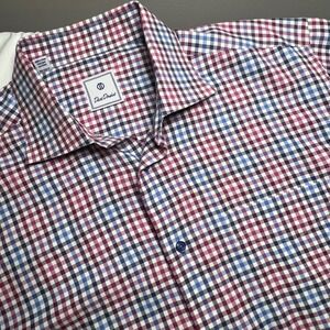 David Donahue XL Mens Checkered Button Up Long Sleeve Cotton Blend